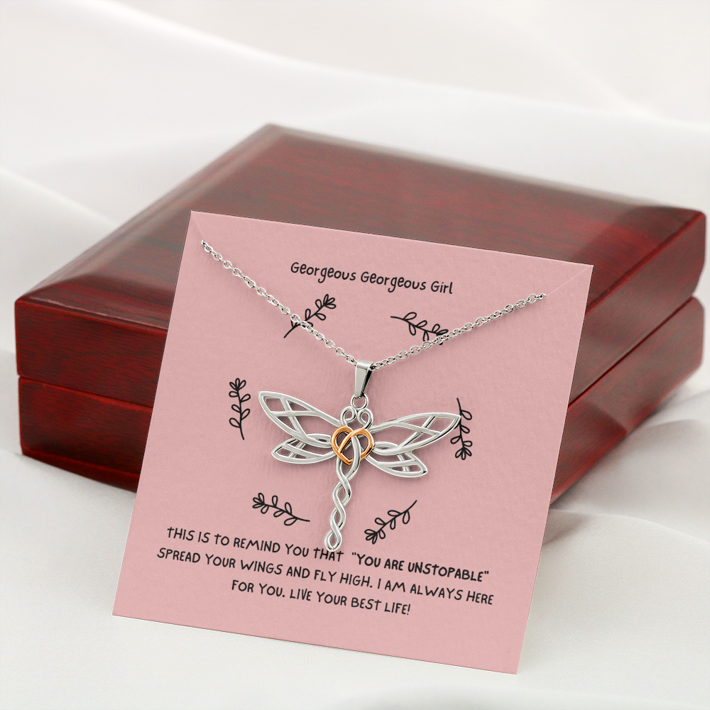 Dragonfly Necklace with Heart in the Middle - Gorgeous Gorgeous Girl Gift for Her - Gift of Hope - Birthday Gift
