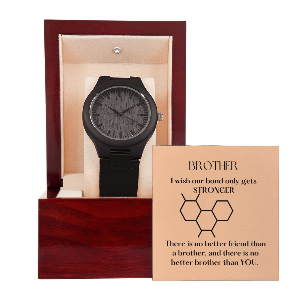 Sandalwood Black Wooden Watch Gift For Brother With A Note