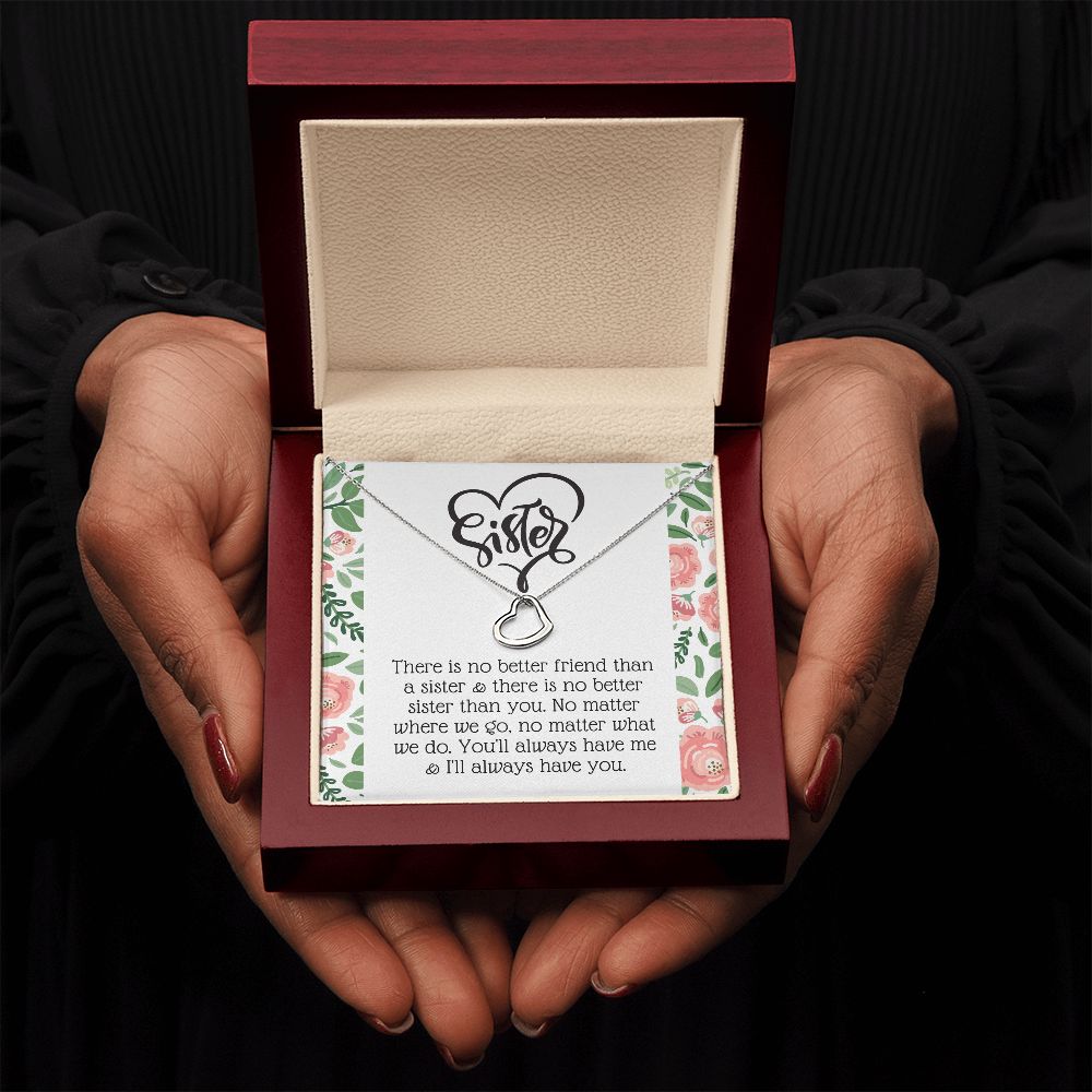 Delicate Heart Necklace Gift for Sister With Loving Note