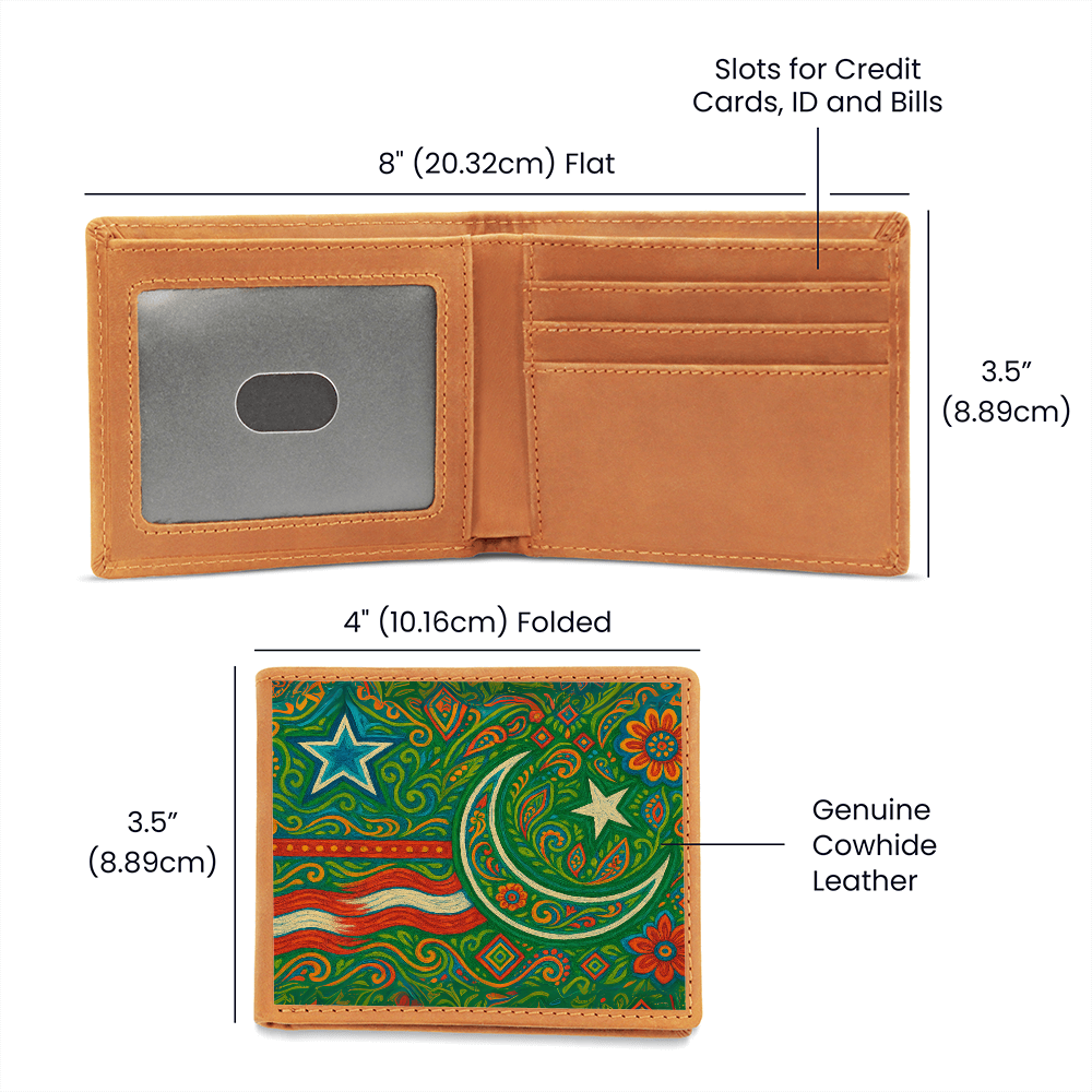 USA and Pakistan Inspired Graphic Leather Wallet by Iqra Rabbani