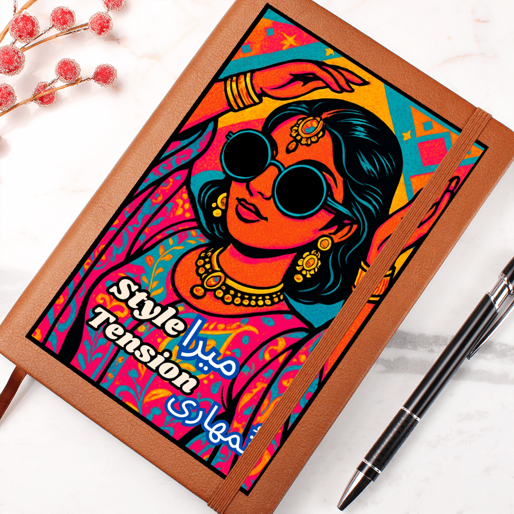 Pakistani Vibrant Pop Culture Graphic Leather Journal by Iqra Rabbani