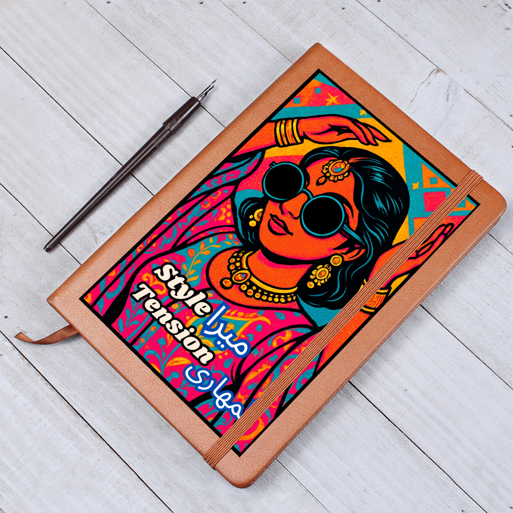 Pakistani Vibrant Pop Culture Graphic Leather Journal by Iqra Rabbani