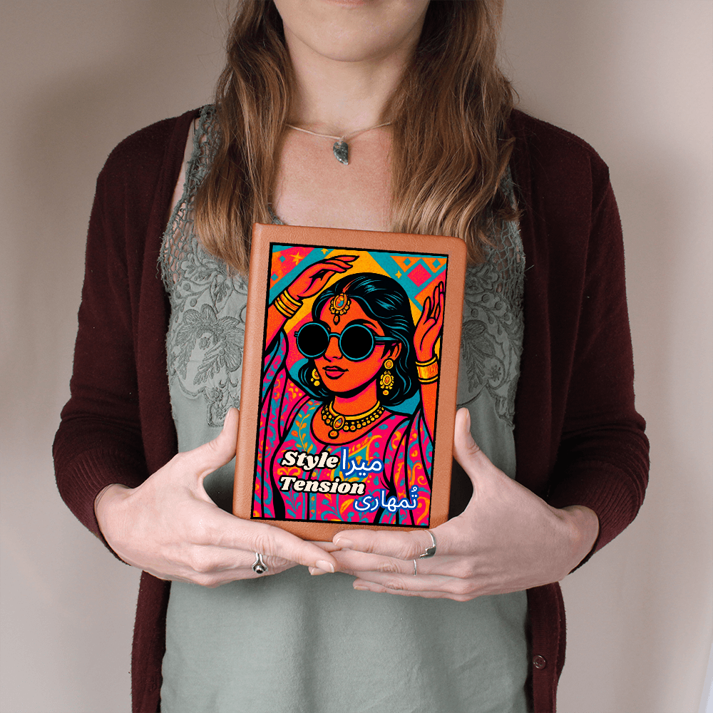 Pakistani Vibrant Pop Culture Graphic Leather Journal by Iqra Rabbani