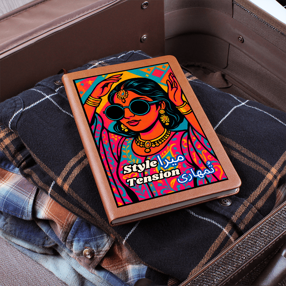 Pakistani Vibrant Pop Culture Graphic Leather Journal by Iqra Rabbani