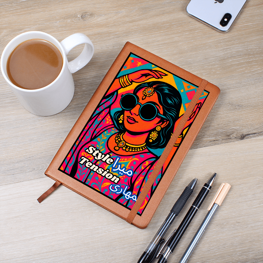 Pakistani Vibrant Pop Culture Graphic Leather Journal by Iqra Rabbani