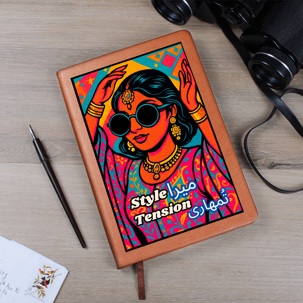 Pakistani Vibrant Pop Culture Graphic Leather Journal by Iqra Rabbani