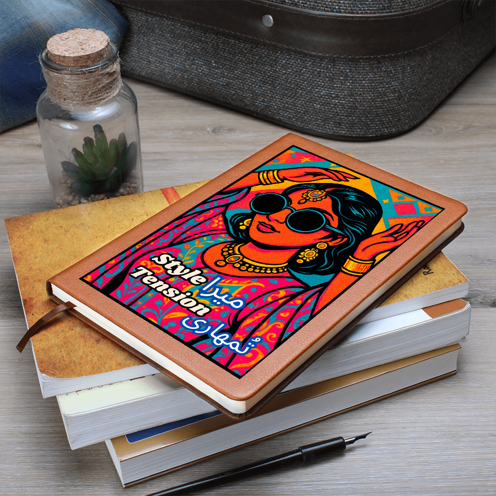 Pakistani Vibrant Pop Culture Graphic Leather Journal by Iqra Rabbani