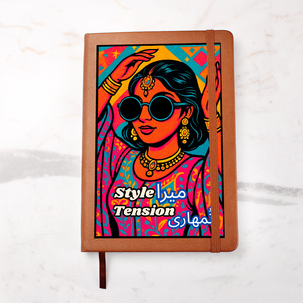 Pakistani Vibrant Pop Culture Graphic Leather Journal by Iqra Rabbani
