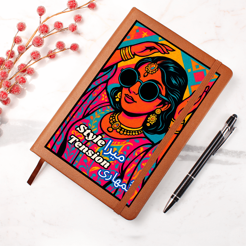 Pakistani Vibrant Pop Culture Graphic Leather Journal by Iqra Rabbani