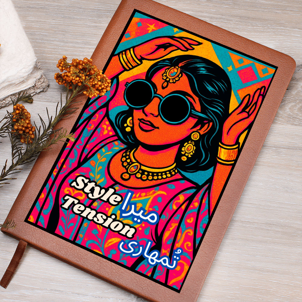Pakistani Vibrant Pop Culture Graphic Leather Journal by Iqra Rabbani