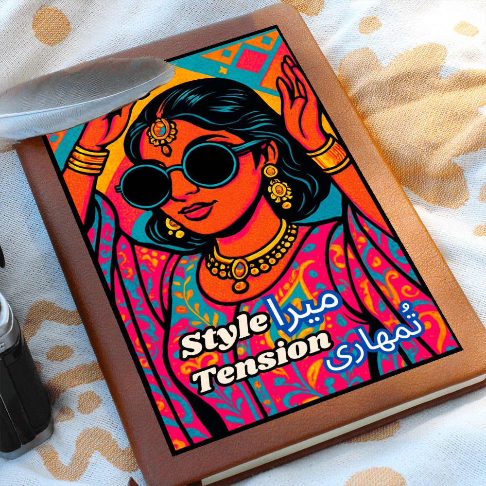 Pakistani Vibrant Pop Culture Graphic Leather Journal by Iqra Rabbani