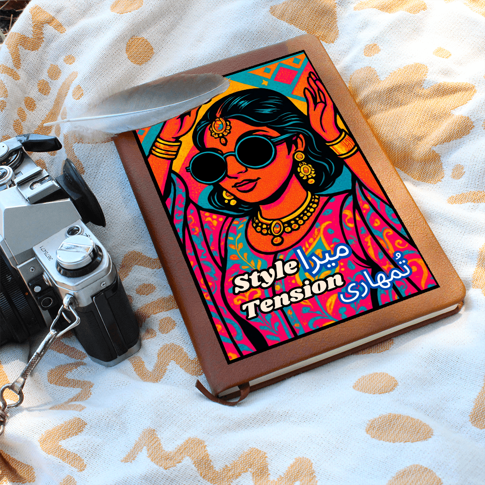 Pakistani Vibrant Pop Culture Graphic Leather Journal by Iqra Rabbani