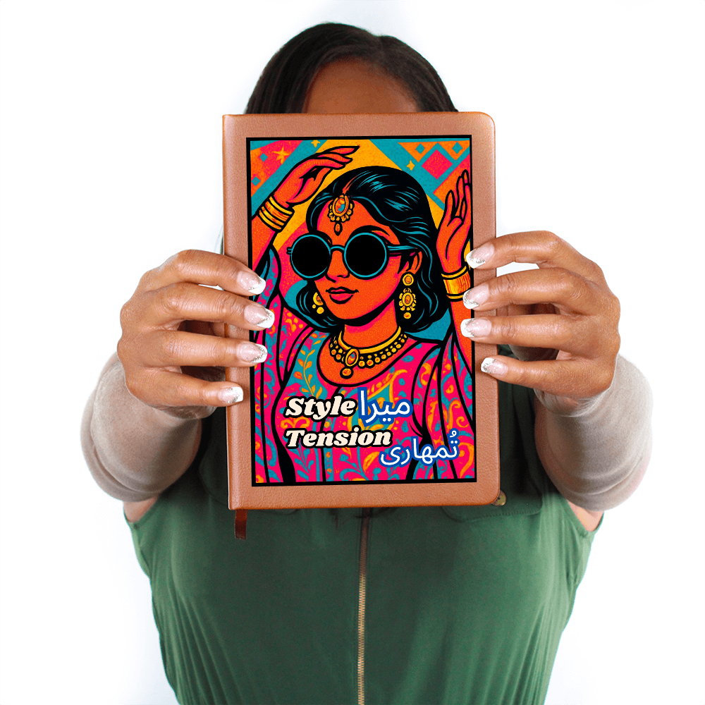 Pakistani Vibrant Pop Culture Graphic Leather Journal by Iqra Rabbani