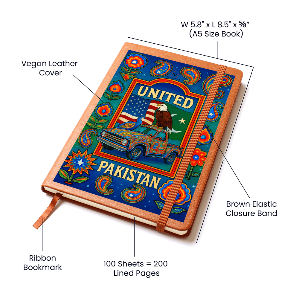 United Pakistan Leather Graphic Journal by Iqra Rabbani