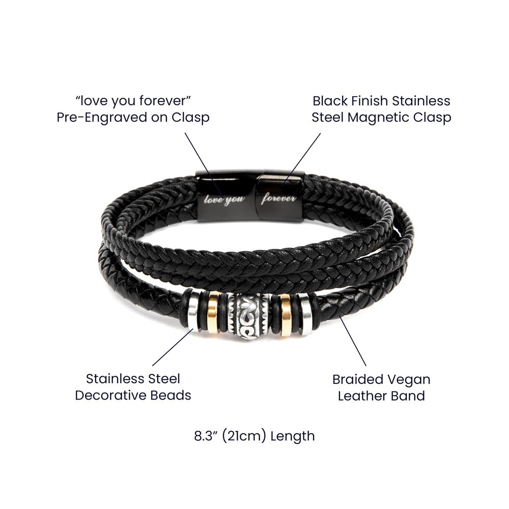 Promise Bracelet for Men – Vegan Leather and Stainless Steel - Stylish Gift for Him: Anniversary, Valentine's Day, Birthday, or Just Because Gift by Iqra Rabbani