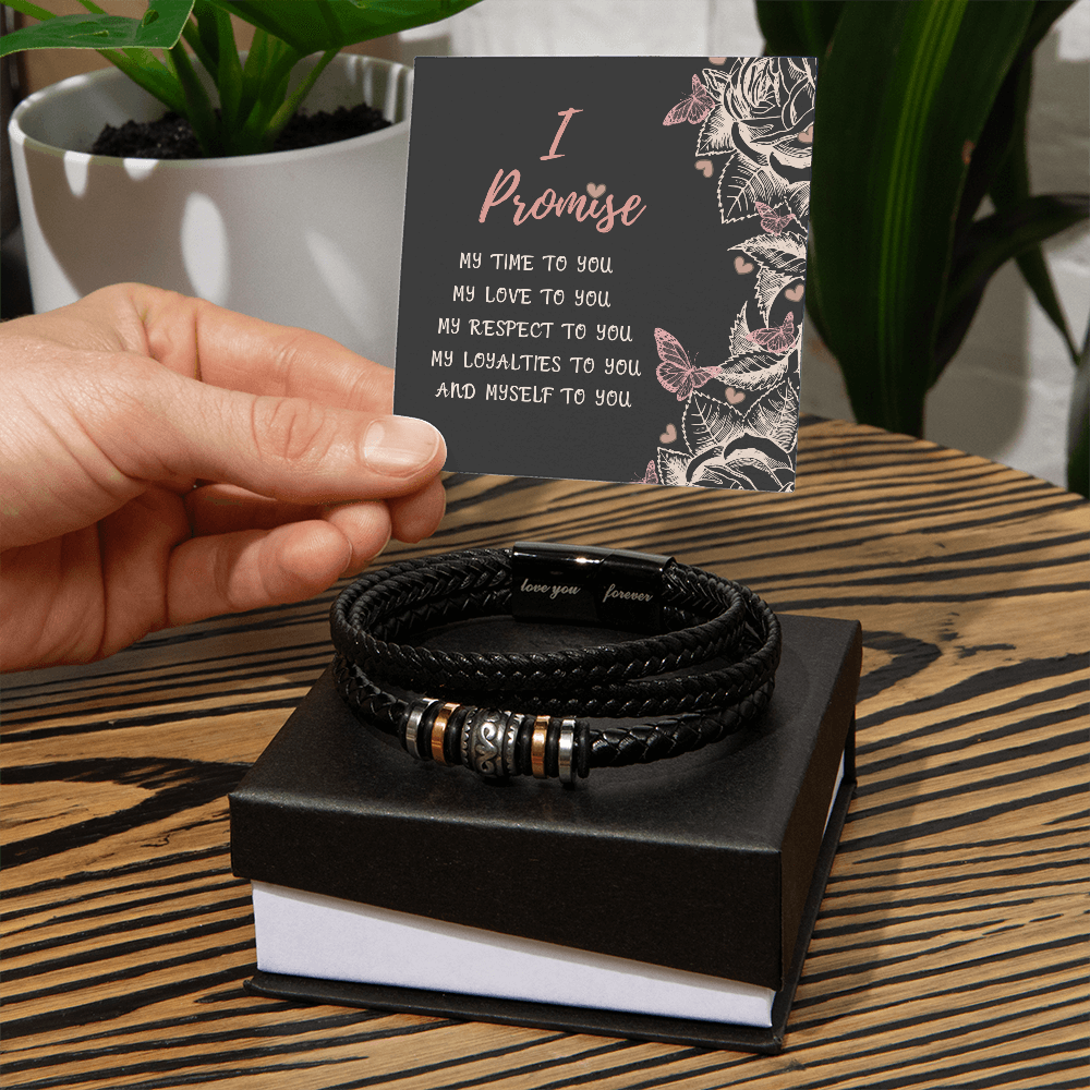 Promise Bracelet for Men – Vegan Leather and Stainless Steel - Stylish Gift for Him: Anniversary, Valentine's Day, Birthday, or Just Because Gift by Iqra Rabbani