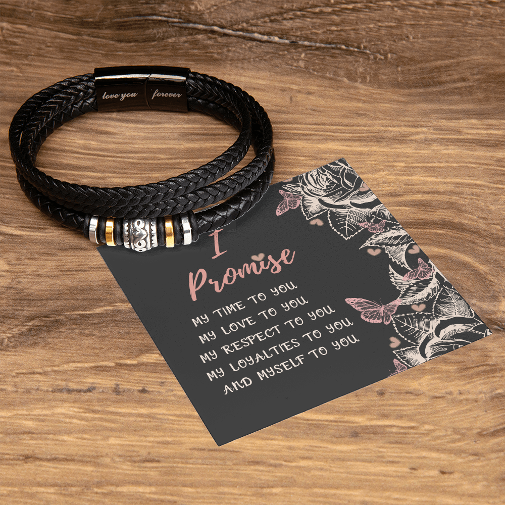 Promise Bracelet for Men – Vegan Leather and Stainless Steel - Stylish Gift for Him: Anniversary, Valentine's Day, Birthday, or Just Because Gift by Iqra Rabbani