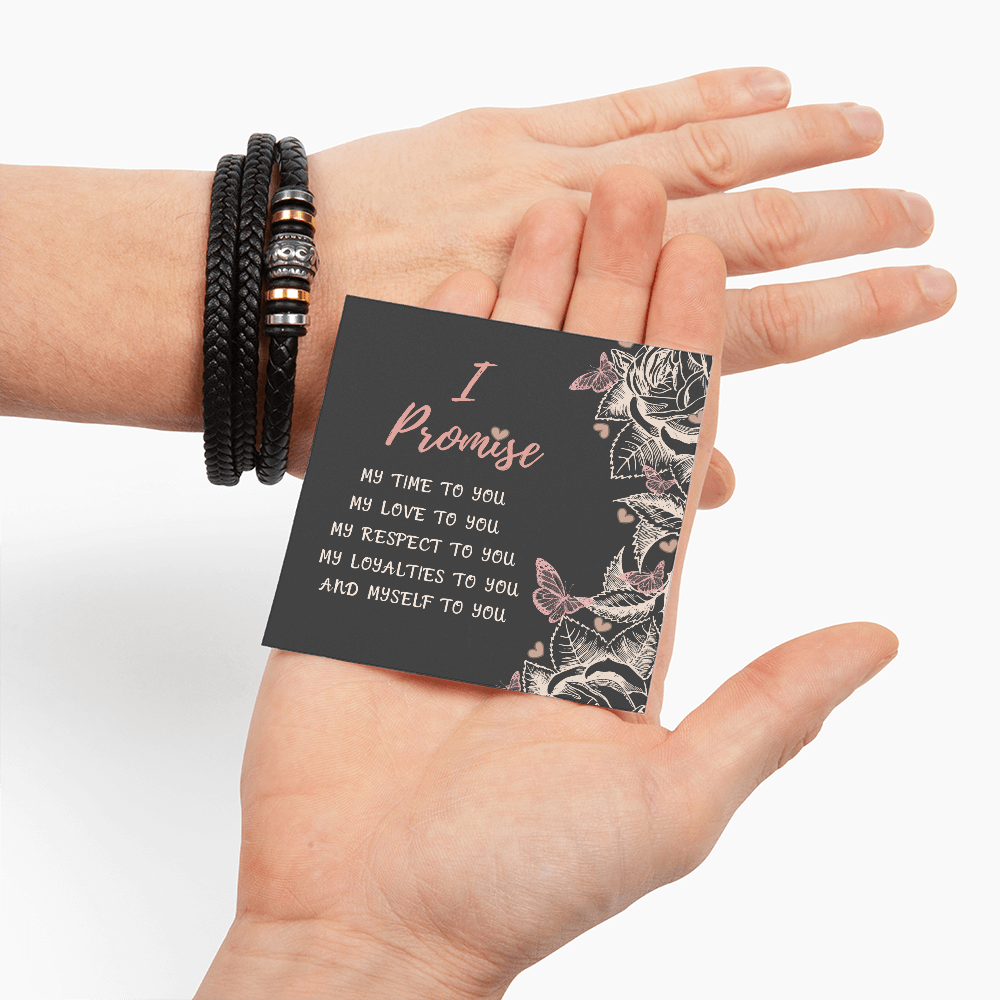 Promise Bracelet for Men – Vegan Leather and Stainless Steel - Stylish Gift for Him: Anniversary, Valentine's Day, Birthday, or Just Because Gift by Iqra Rabbani