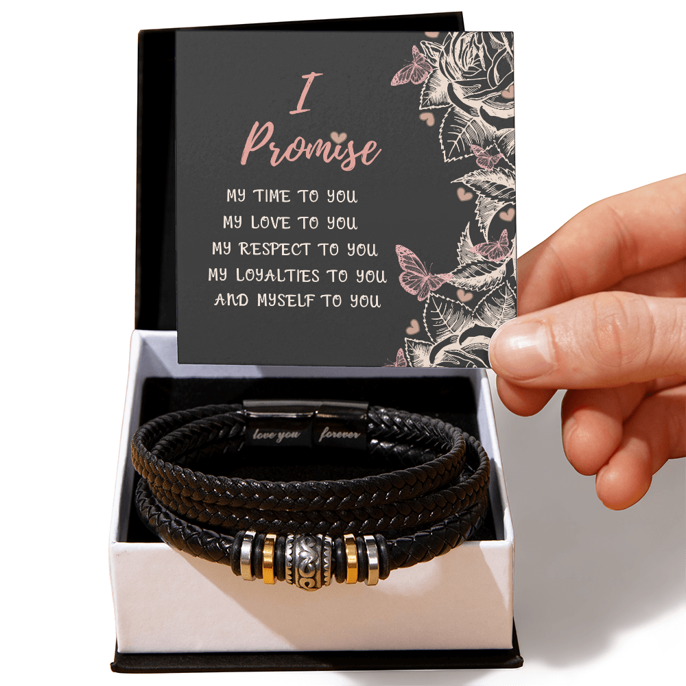 Promise Bracelet for Men – Vegan Leather and Stainless Steel - Stylish Gift for Him: Anniversary, Valentine's Day, Birthday, or Just Because Gift by Iqra Rabbani