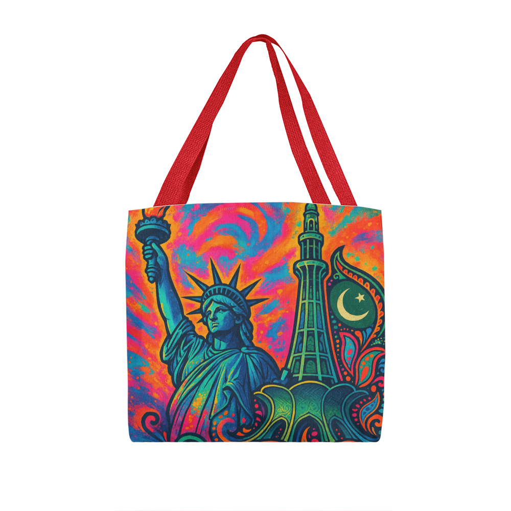 Cultural Symphony: Liberty & Minar Tote Bag by Iqra Rabbani