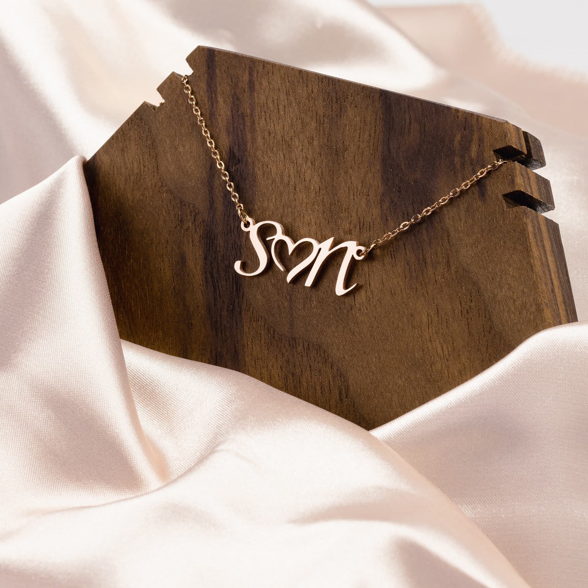 Double Initial Heart Necklace Personalized/Custom Gift for Her
