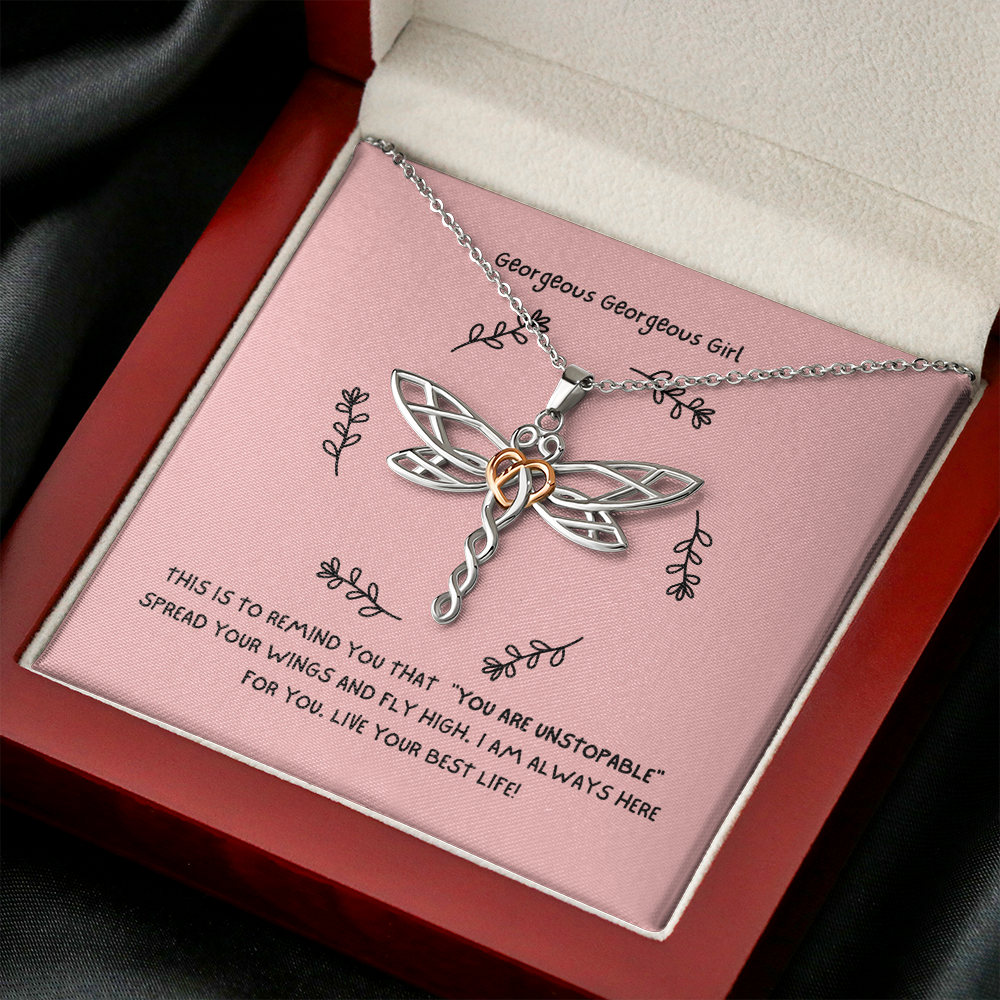 Dragonfly Necklace with Heart in the Middle - Gorgeous Gorgeous Girl Gift for Her - Gift of Hope - Birthday Gift