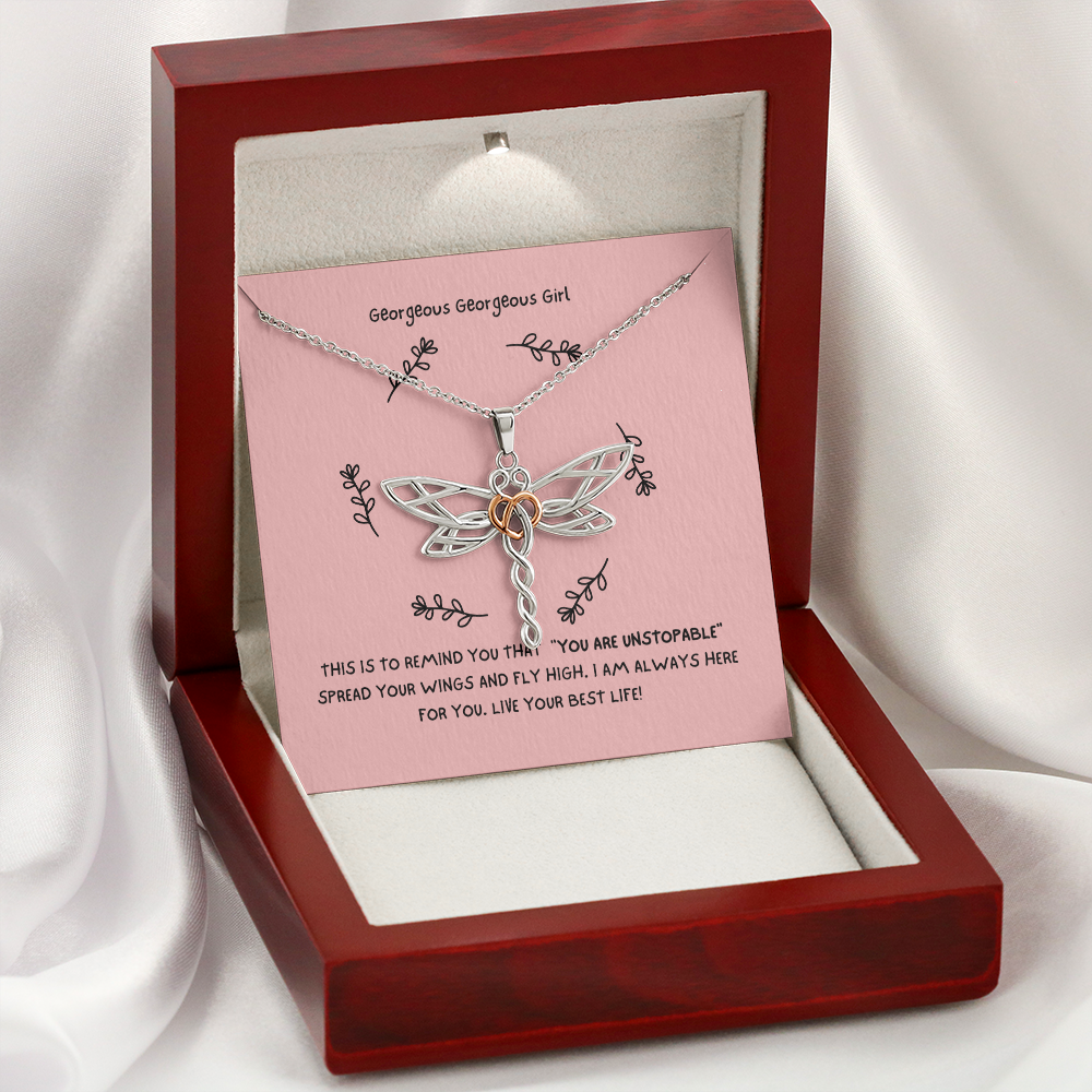 Dragonfly Necklace with Heart in the Middle - Gorgeous Gorgeous Girl Gift for Her - Gift of Hope - Birthday Gift