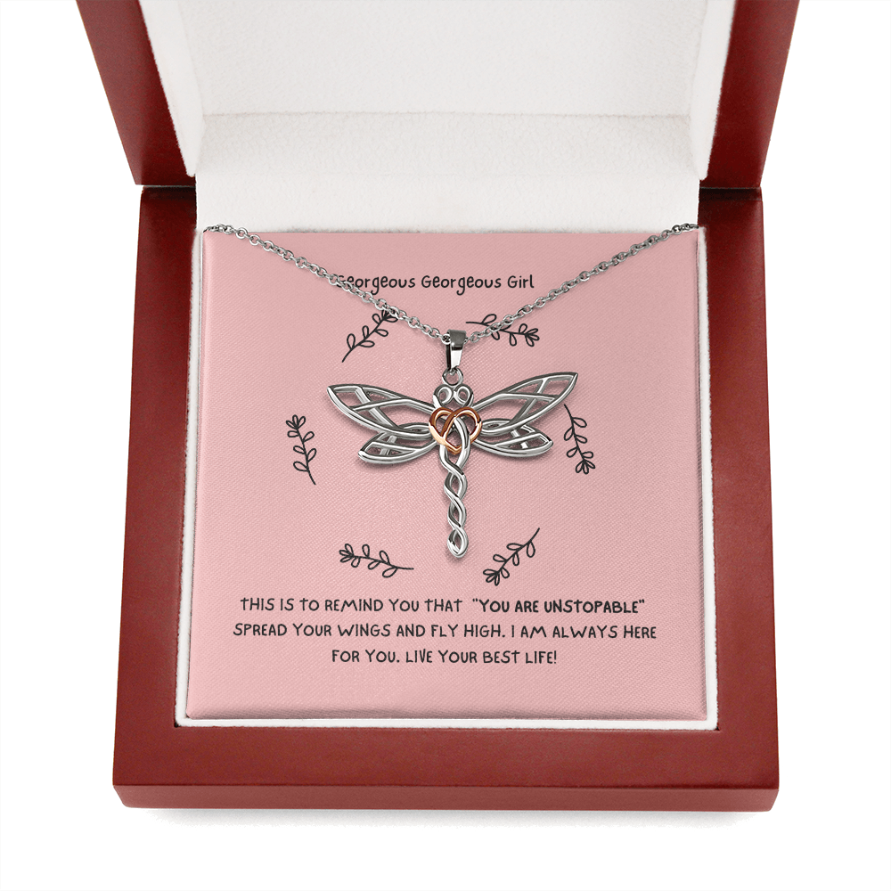 Dragonfly Necklace with Heart in the Middle - Gorgeous Gorgeous Girl Gift for Her - Gift of Hope - Birthday Gift