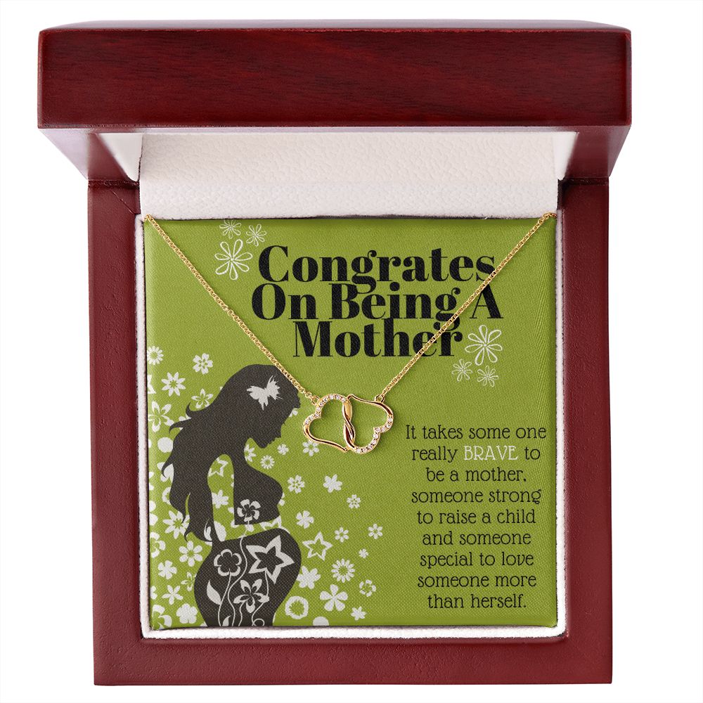 Motherhood Necklace of 10k Solid Gold with 18 Single Cut Diamonds To Celebrate Motherhood Baby Shower Gift For Her