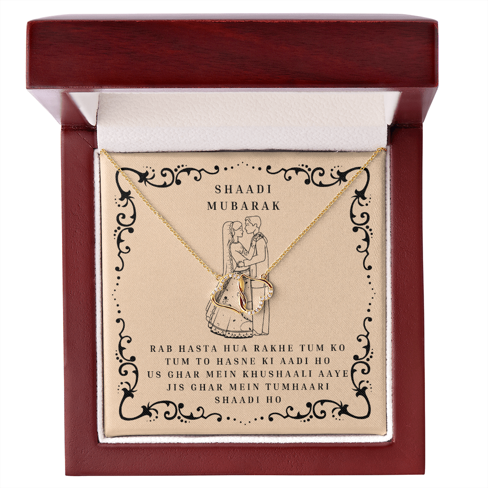 Shaadi Mubarak Wedding Necklace 10k Solid Gold Interlocking Gold Hearts Gift For The Bride