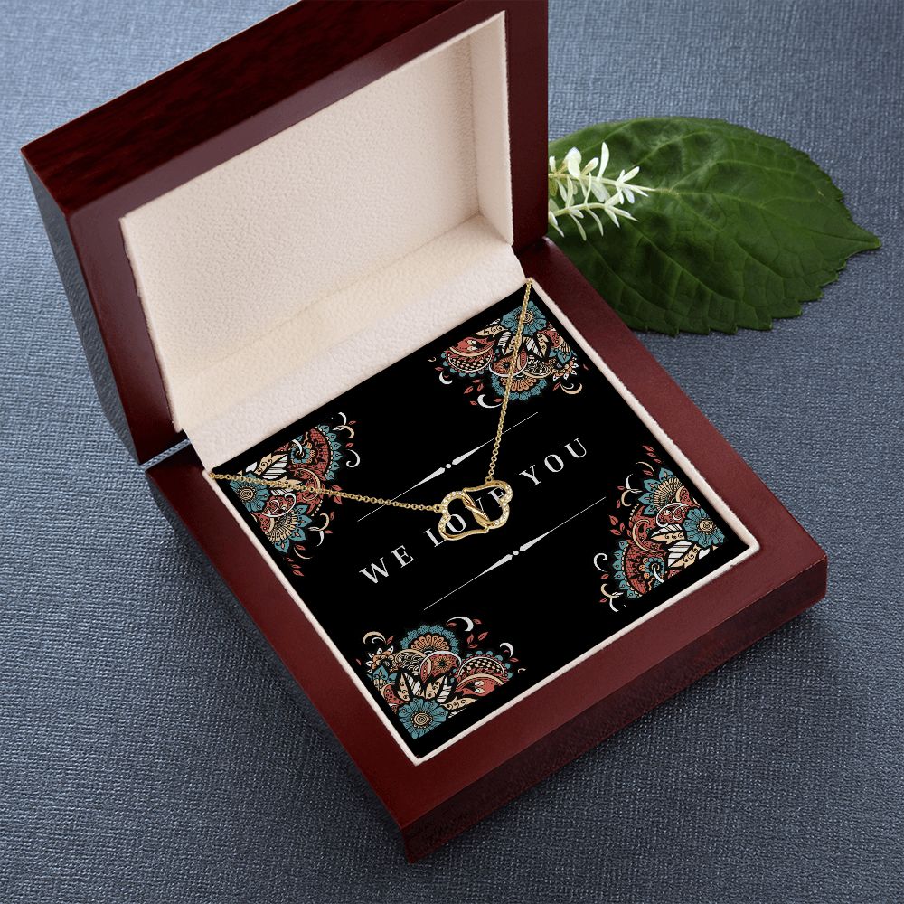 "We Love You" Everlasting Love Interlocking Hearts 14k Gold Necklace For Her