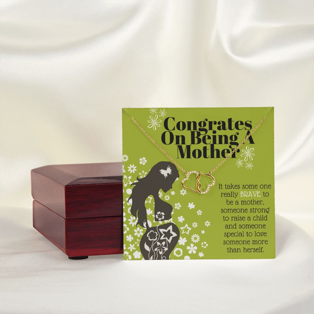 Motherhood Necklace of 10k Solid Gold with 18 Single Cut Diamonds To Celebrate Motherhood Baby Shower Gift For Her