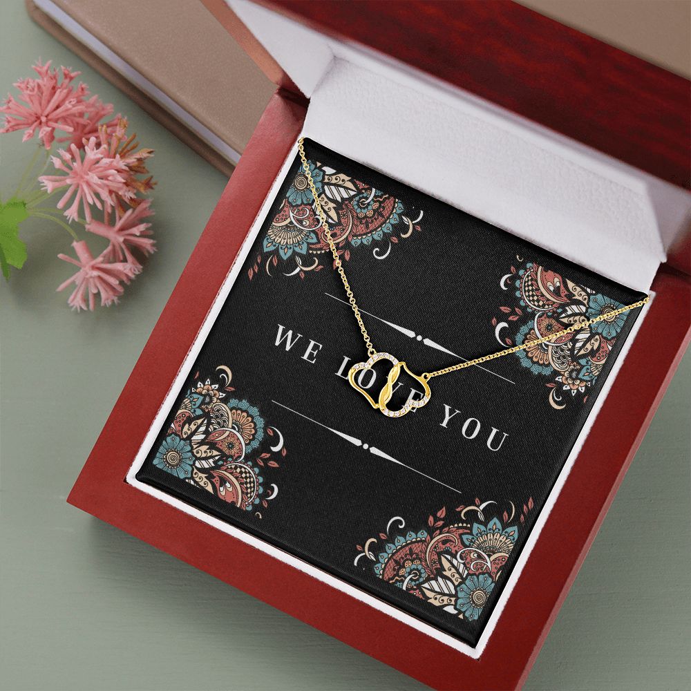 "We Love You" Everlasting Love Interlocking Hearts 14k Gold Necklace For Her