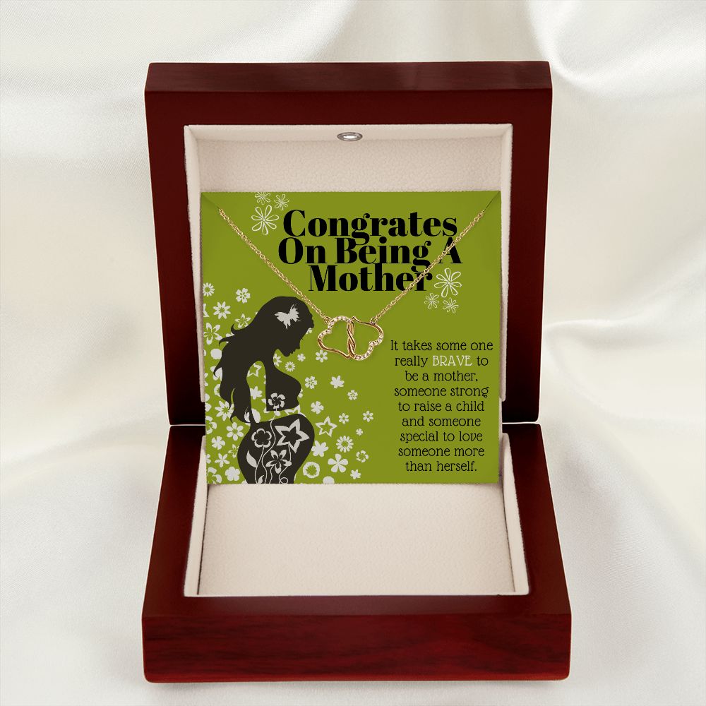 Motherhood Necklace of 10k Solid Gold with 18 Single Cut Diamonds To Celebrate Motherhood Baby Shower Gift For Her