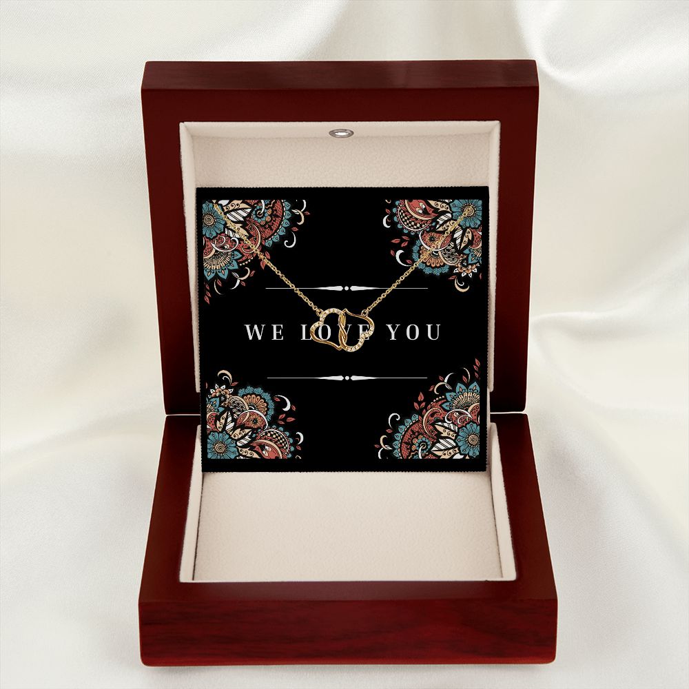 "We Love You" Everlasting Love Interlocking Hearts 14k Gold Necklace For Her