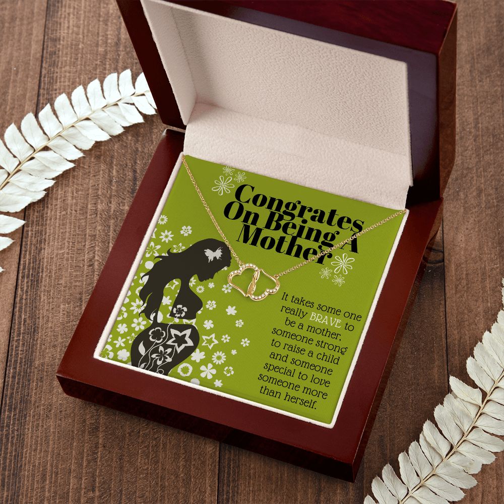 Motherhood Necklace of 10k Solid Gold with 18 Single Cut Diamonds To Celebrate Motherhood Baby Shower Gift For Her