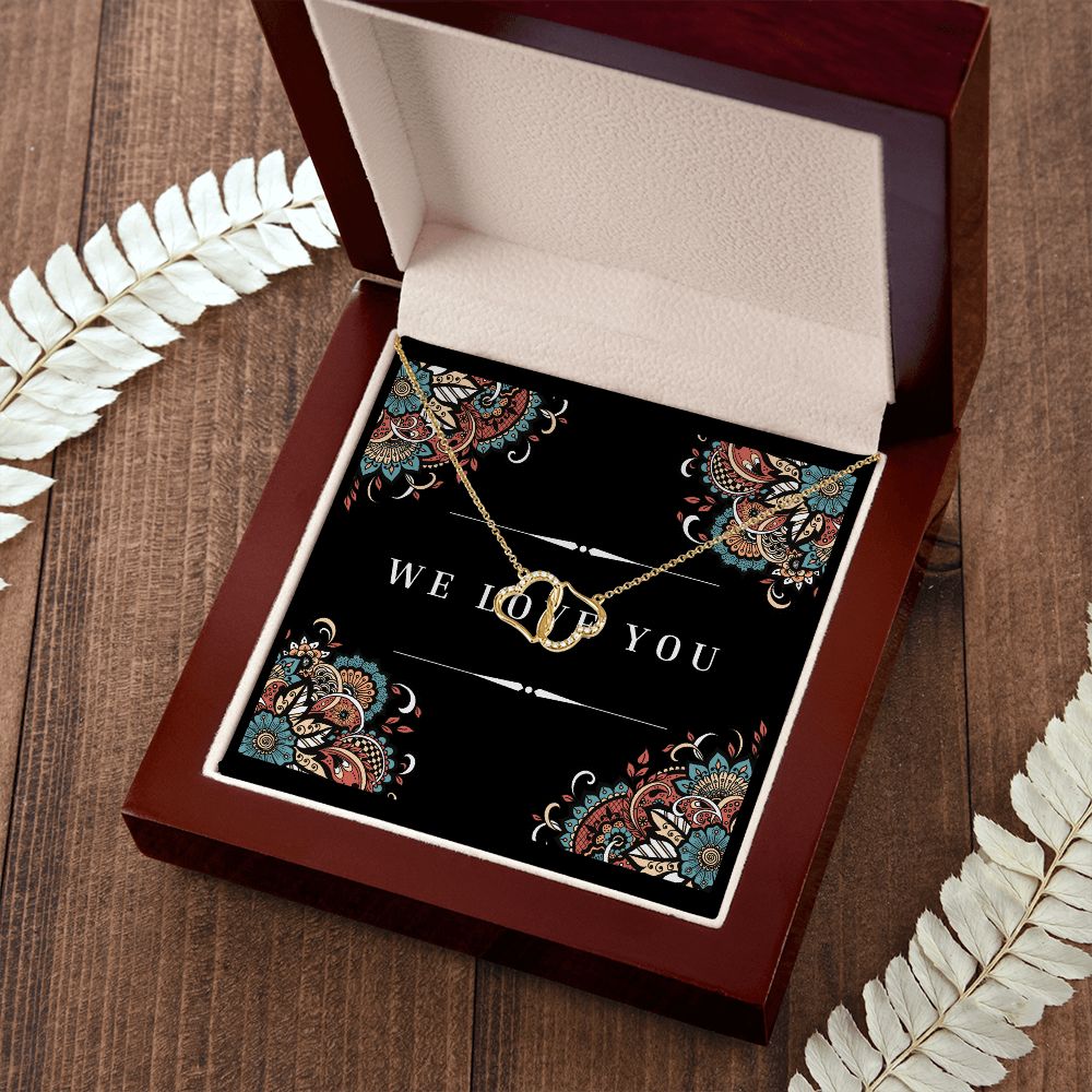 "We Love You" Everlasting Love Interlocking Hearts 14k Gold Necklace For Her