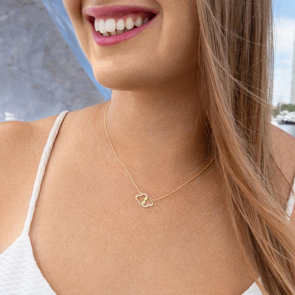 To My Wife-To-Be Solid Gold Interlocking Hearts Necklace with Pave Diamonds Gift For The Bride