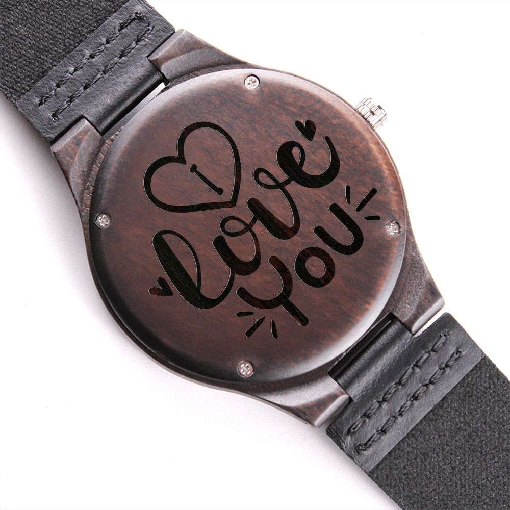 I Love You Men's Engraved Wooden Watch Gift For Him