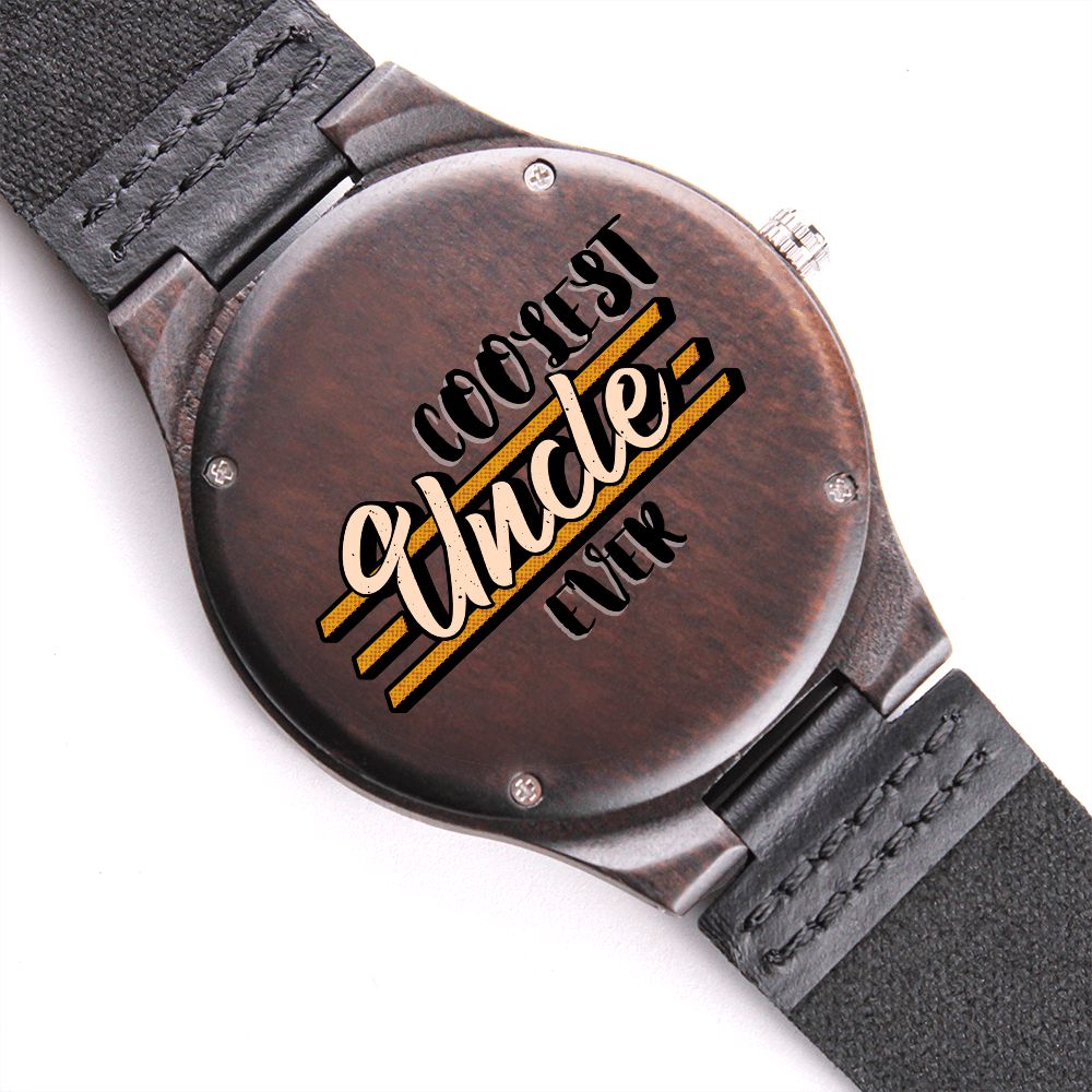 Coolest Uncle Ever Engraved Wooden Watch Gift For Him