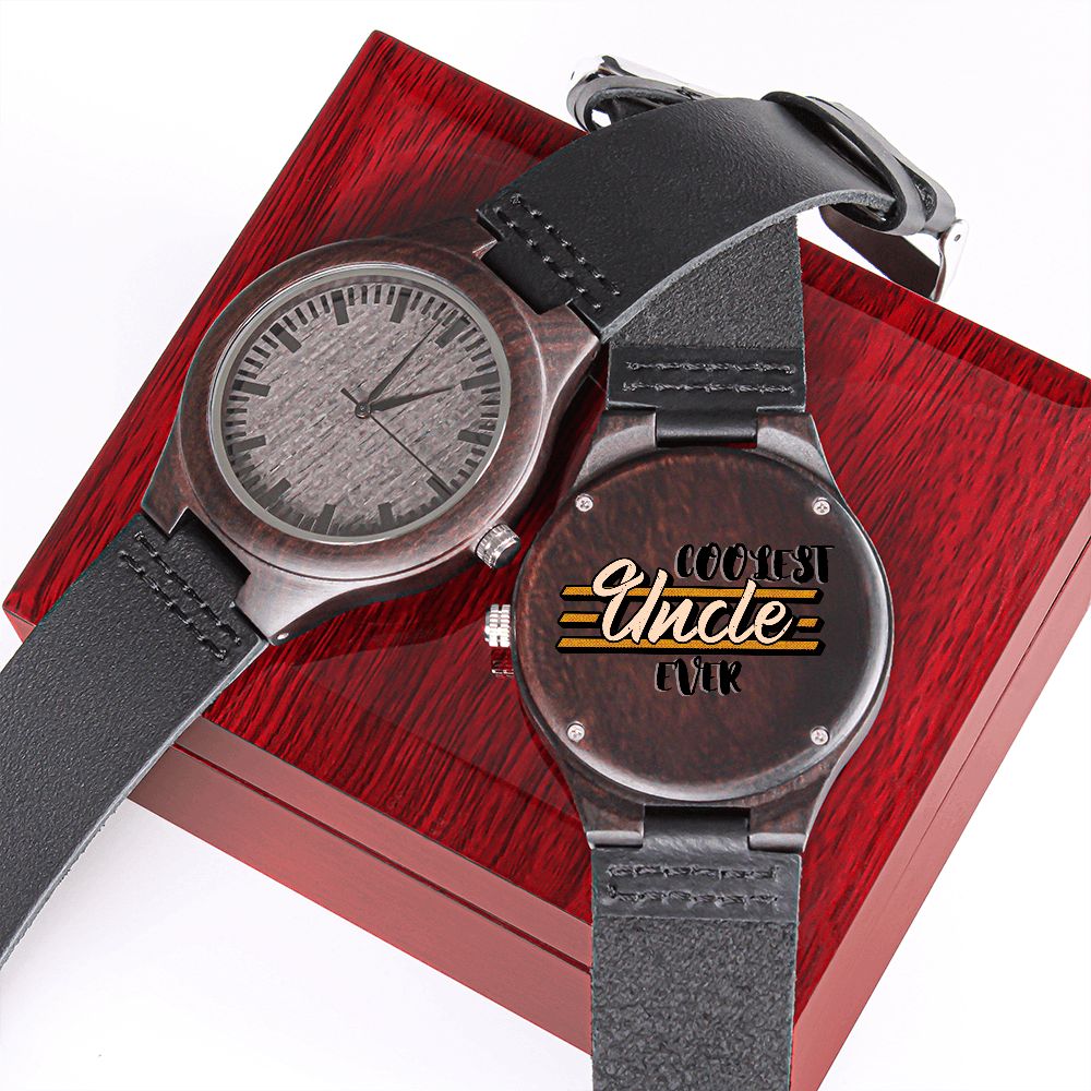 Coolest Uncle Ever Engraved Wooden Watch Gift For Him