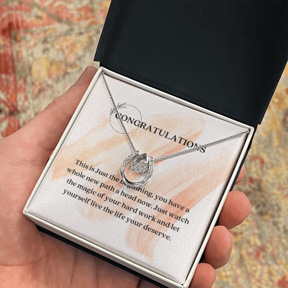 White Gold Cubic Zirconia Crystal Necklace Gift For Her Achievement