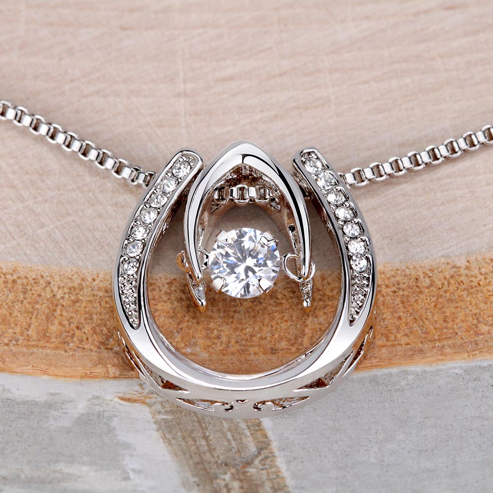White Gold Cubic Zirconia Crystal Necklace Gift For Her Achievement