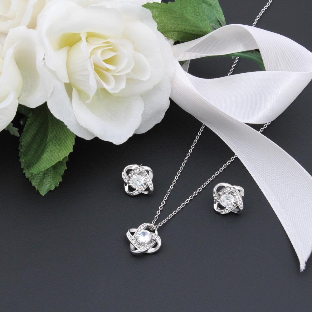 Love Knot Earring & Necklace Set Gift For Mom