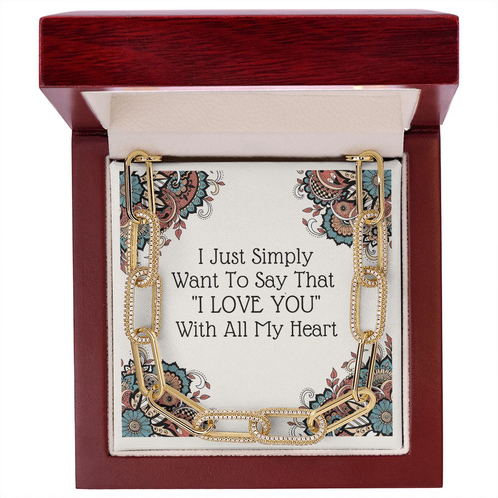 Forever Linked "I Love You" Necklace 14k White & Yellow Gold Gift For Her