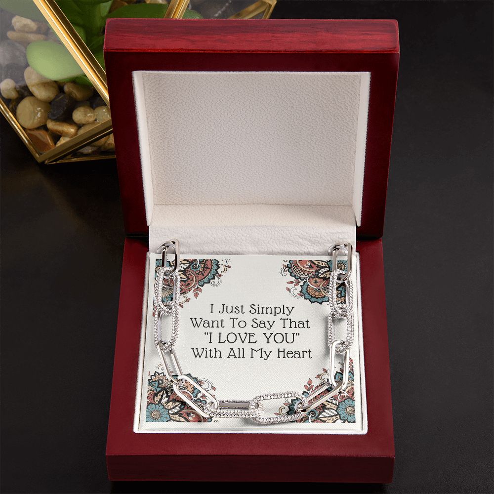 Forever Linked "I Love You" Necklace 14k White & Yellow Gold Gift For Her