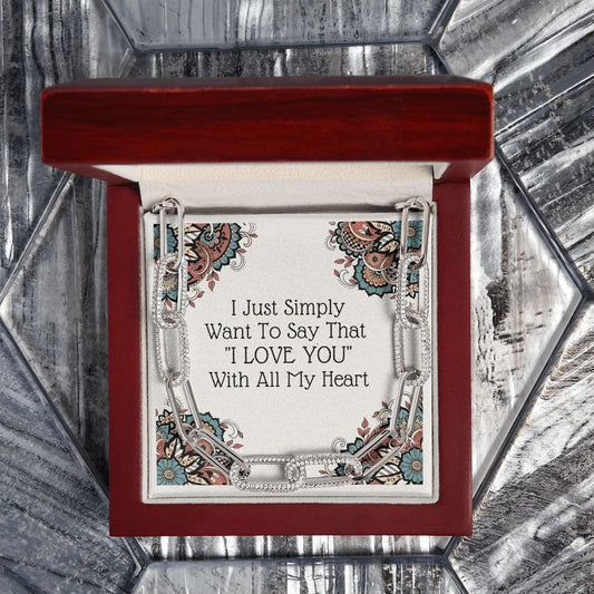 Forever Linked "I Love You" Necklace 14k White & Yellow Gold Gift For Her