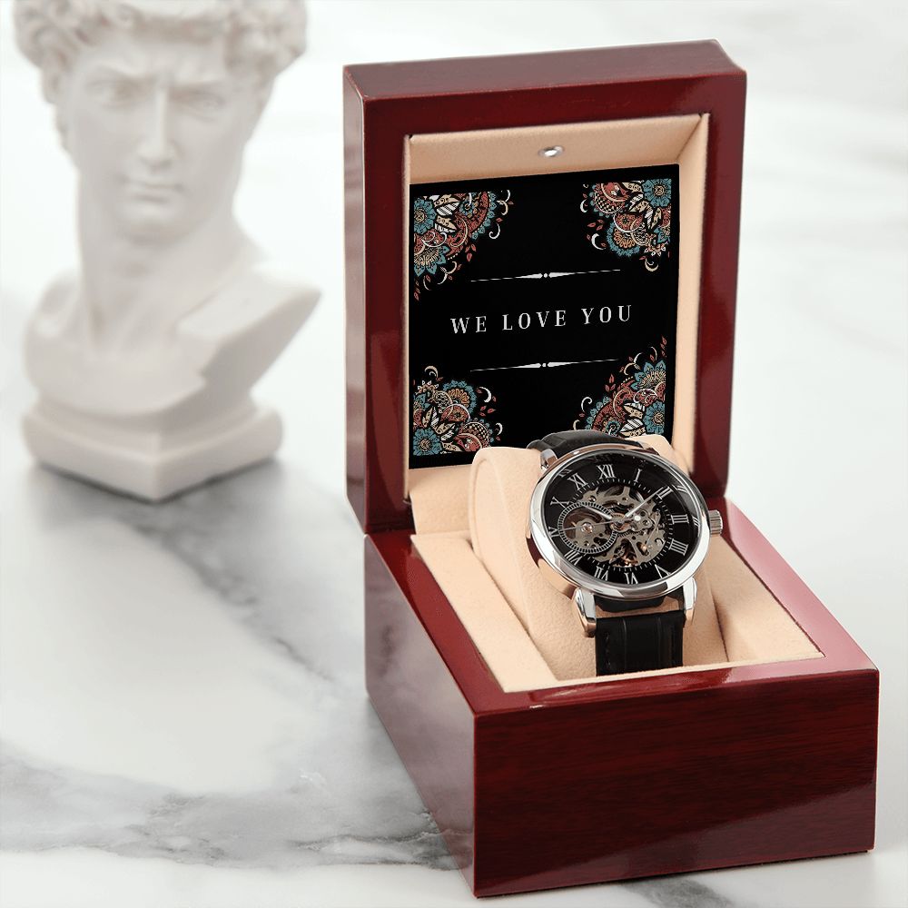 "We Love You' Men's Openwork Watch For Him