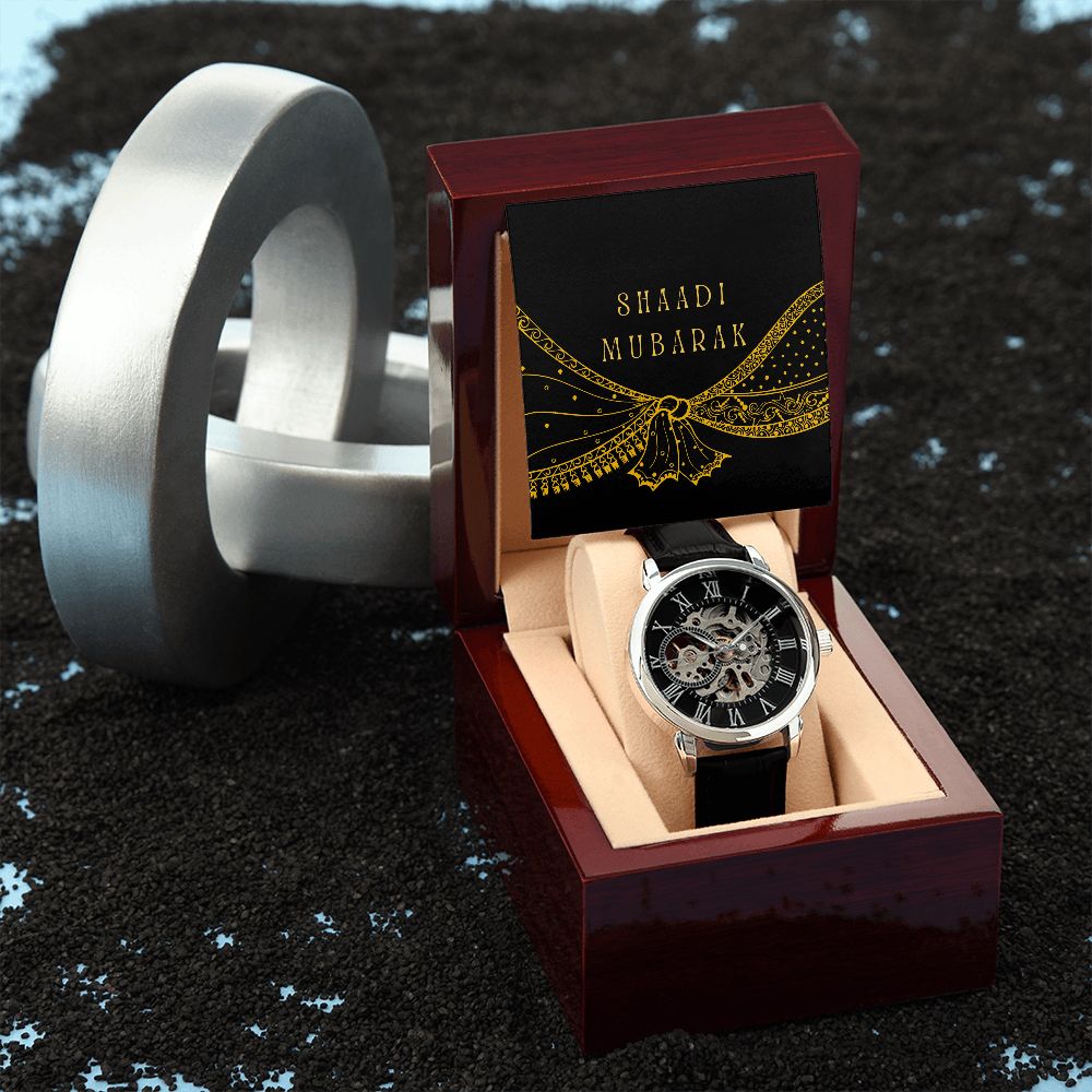 Shaadi Mubarak Men's Openwork Watch Gift For The Groom