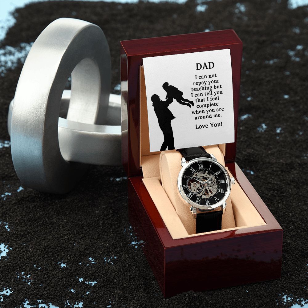 Black Openwork Watch + MC Gift For Dad With A Loving Note